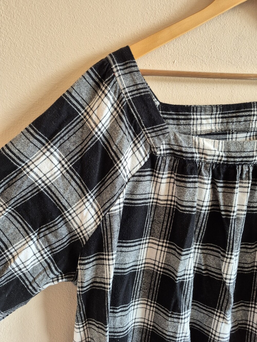 100% Cotton Plaid Nightgown Or Dress Square Neckline 4X - Picture 5 of 7